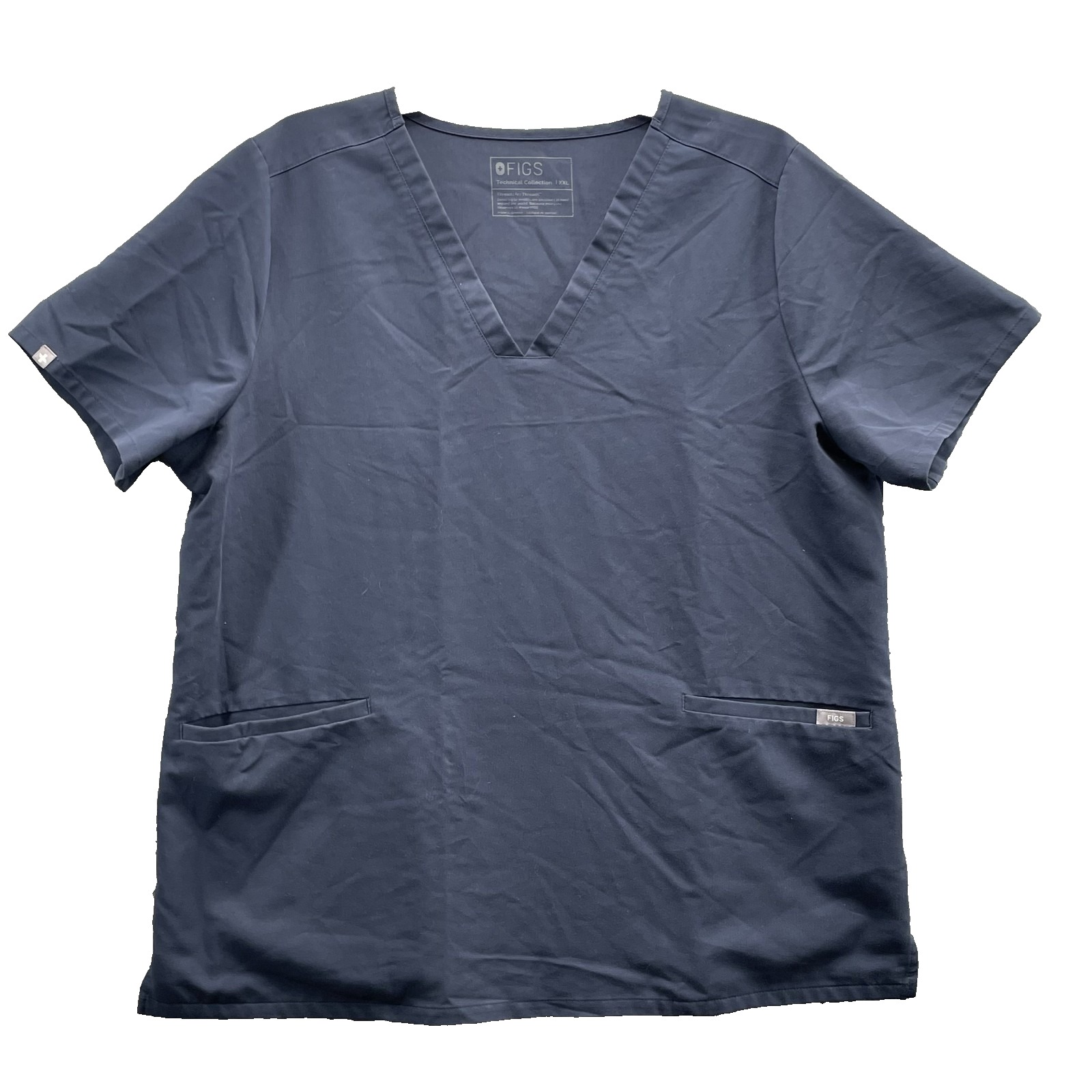 Figs Scrub Top Womens Xxl Blue Technical Professional Uniform Workwear Medical